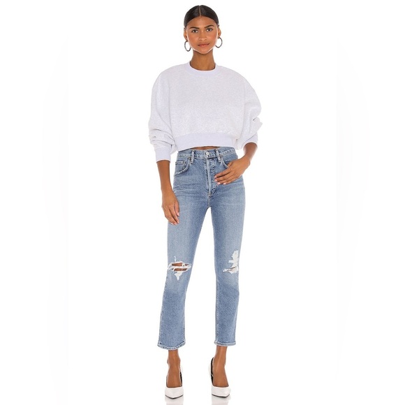 Agolde Denim Women’s Riley High Rise Distressed Straight Crop Jeans Whiplash 30 - Picture 6 of 14